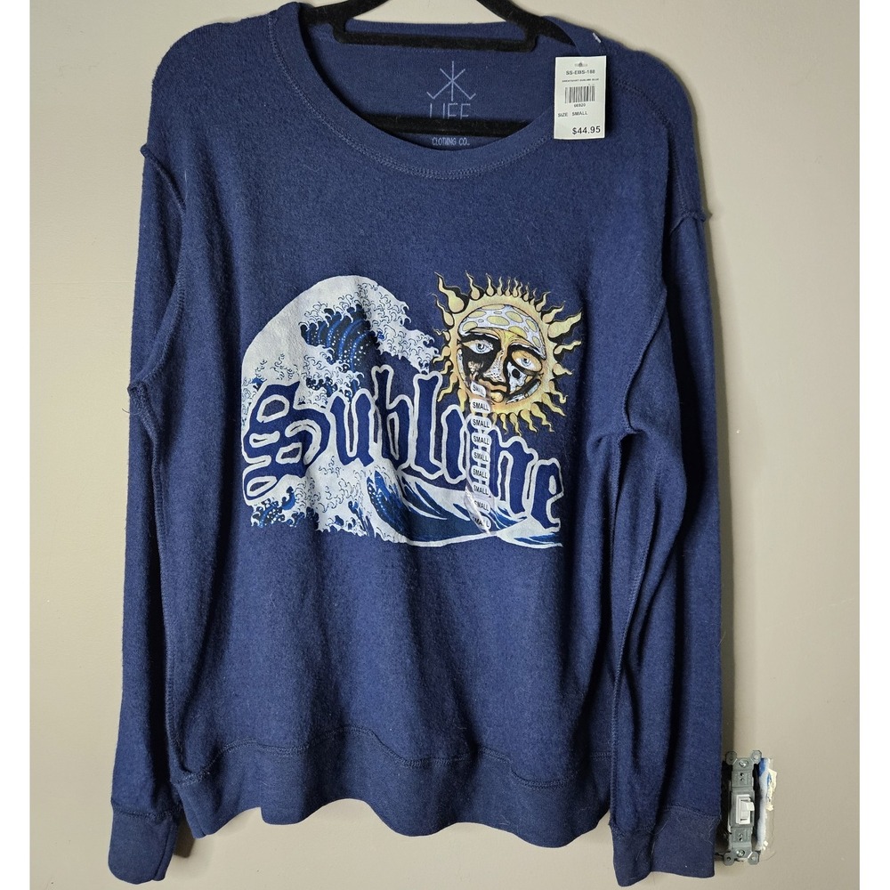 Life Clothing Co. Blue Graphic Print Crew Neck Pullover Sweatshirt Men's Size S
